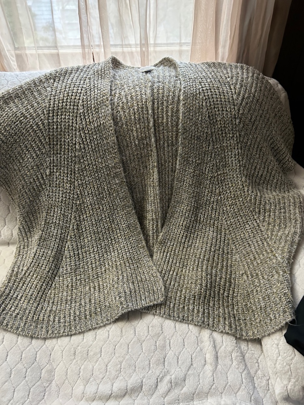 Universal Thread Heathered Light Gray Open-Front Ribbed Cardigan